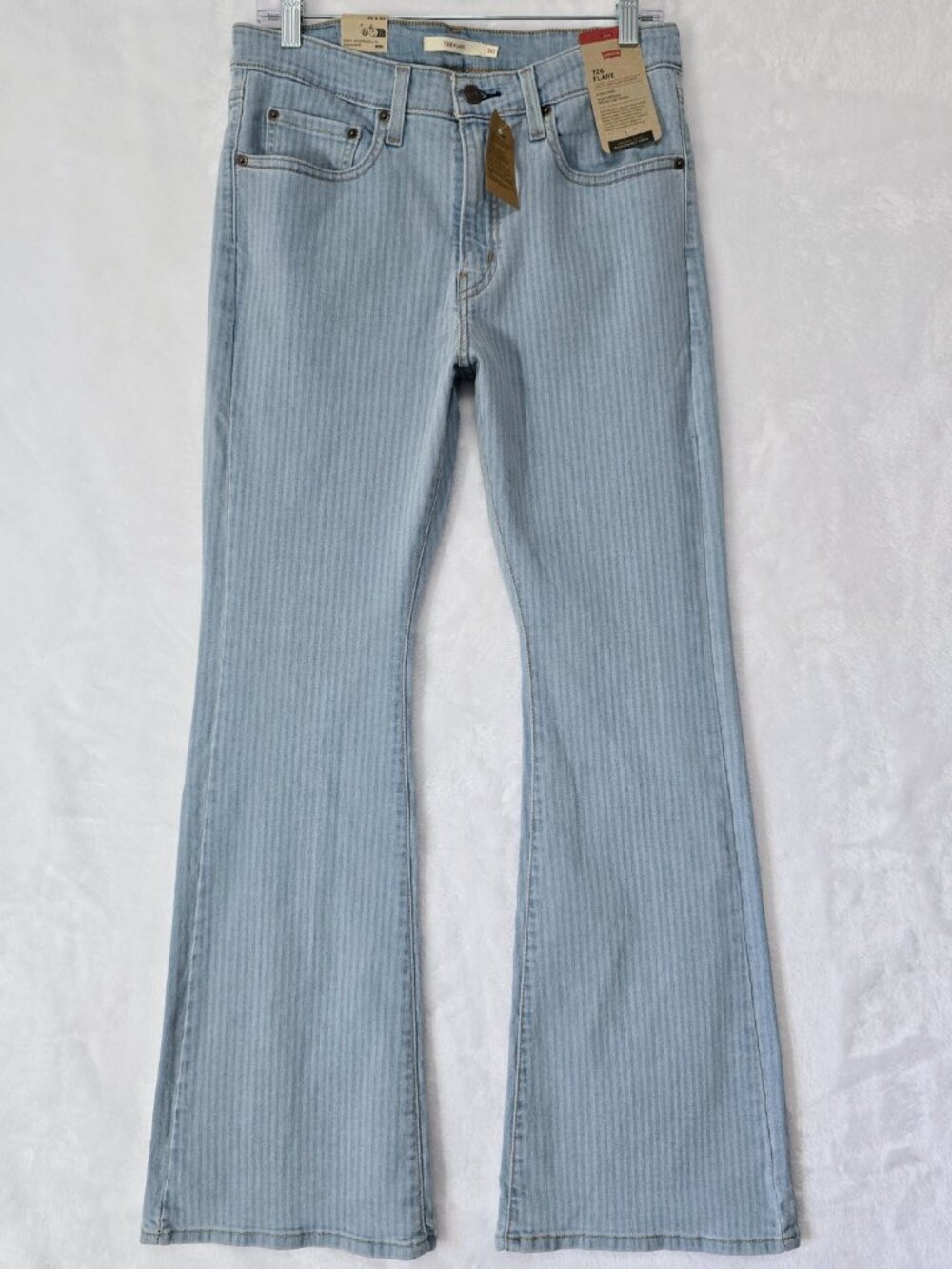 Levi’s 726 High Rise Flare Striped Jeans 30 Light Wash NWT